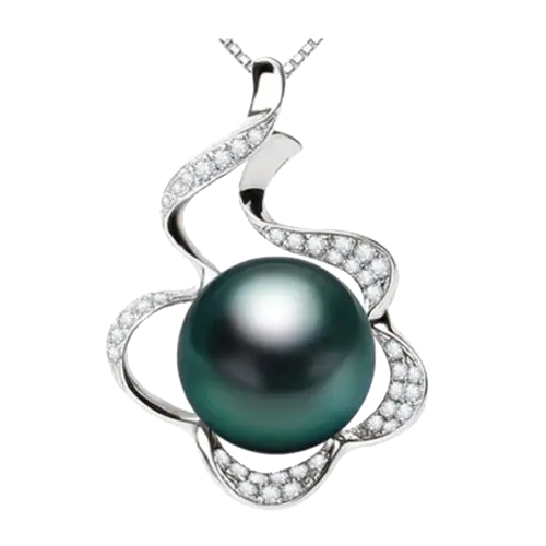 Elegant Pearl Necklace with Silver Design