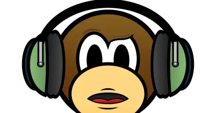 Cartoon Monkey with Headphones