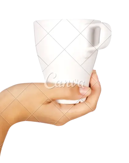 Hand Holding a White Mug
