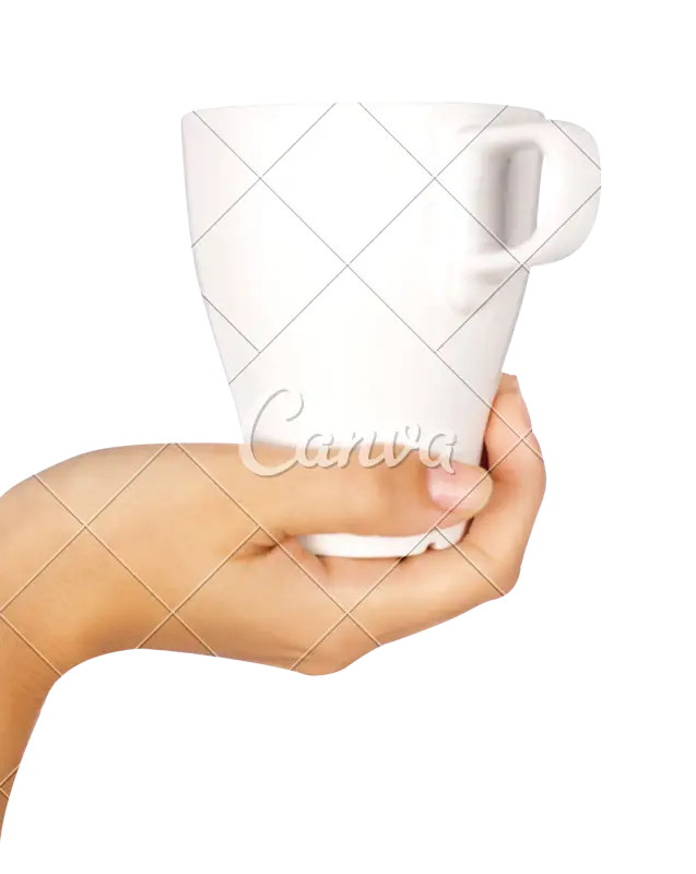 Hand Holding a White Mug