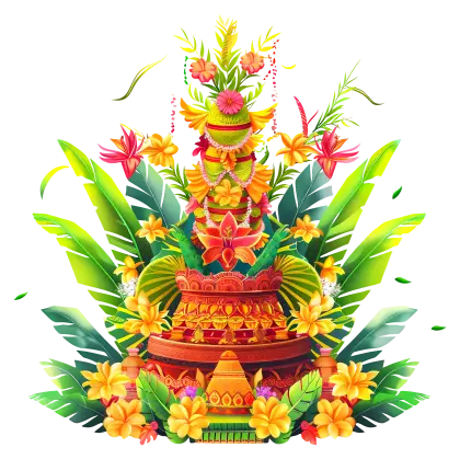 Colorful Floral Decoration with Leaves