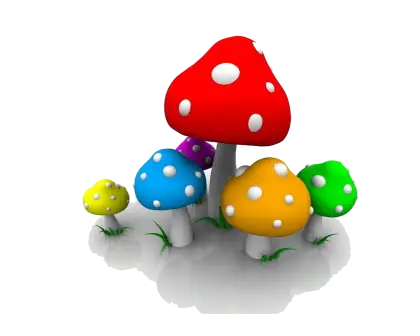 Bright Colorful Mushrooms