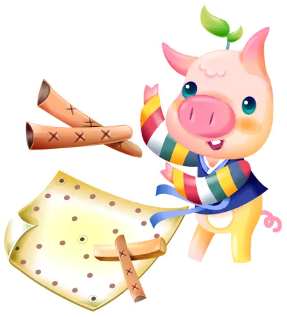 Cute Pig with Colorful Scarf