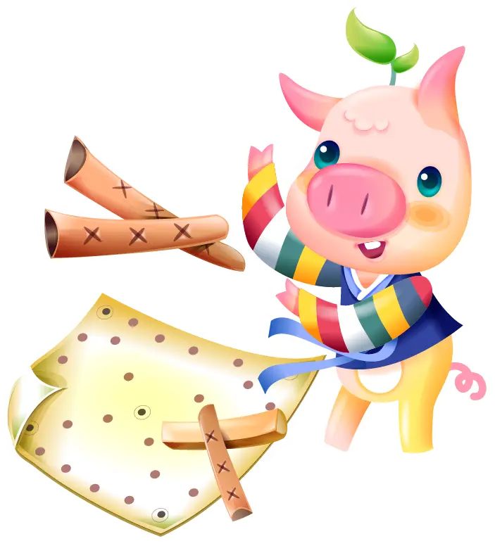 Cute Pig with Colorful Scarf
