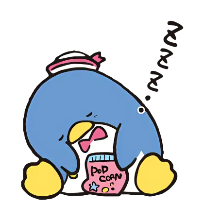 Cute Penguin Sleeping with Popcorn