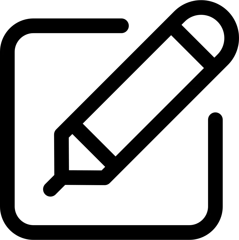 Black and White Pencil Icon in Square