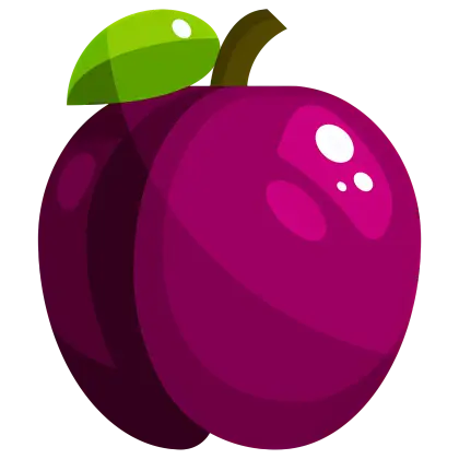 Cartoon Purple Plum with Green Leaf