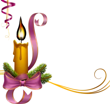 Decorative Candle with Purple Ribbon for Christmas Celebration