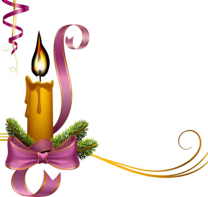 Decorative Candle with Purple Ribbon for Christmas Celebration