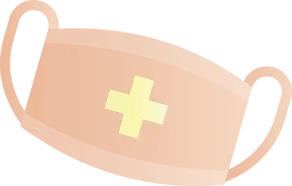 Beige Medical Mask with Yellow Cross Illustration