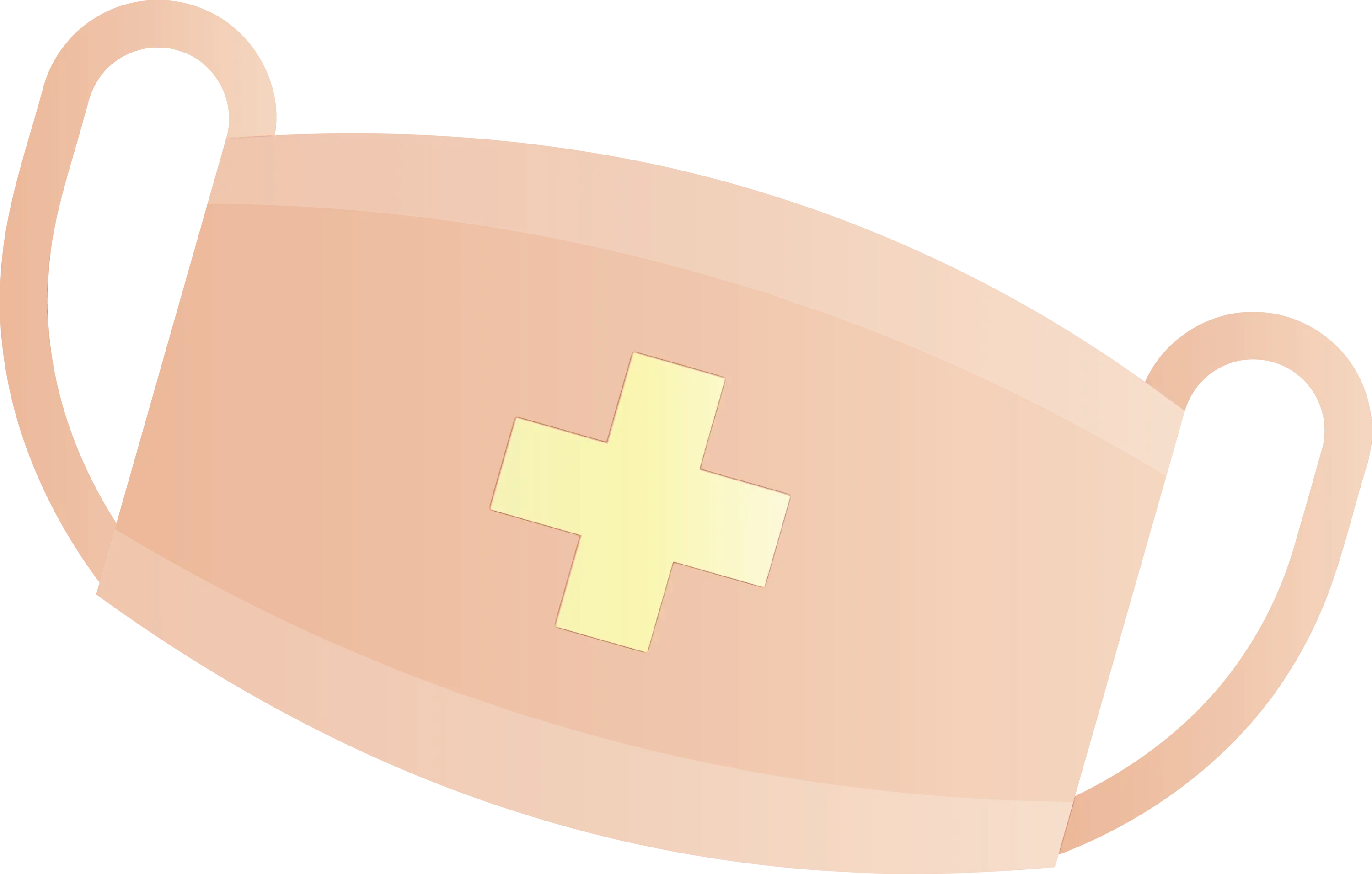 Beige Medical Mask with Yellow Cross Illustration