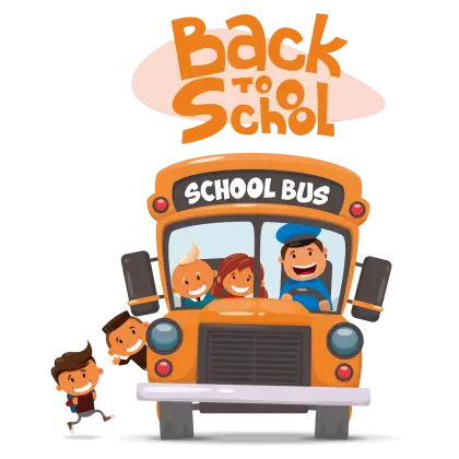 Back-to-School Illustration with School Bus