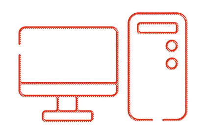 Computer Hardware Icon with Monitor and CPU Tower