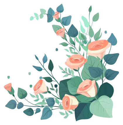 Peach Rose Bouquet Illustration