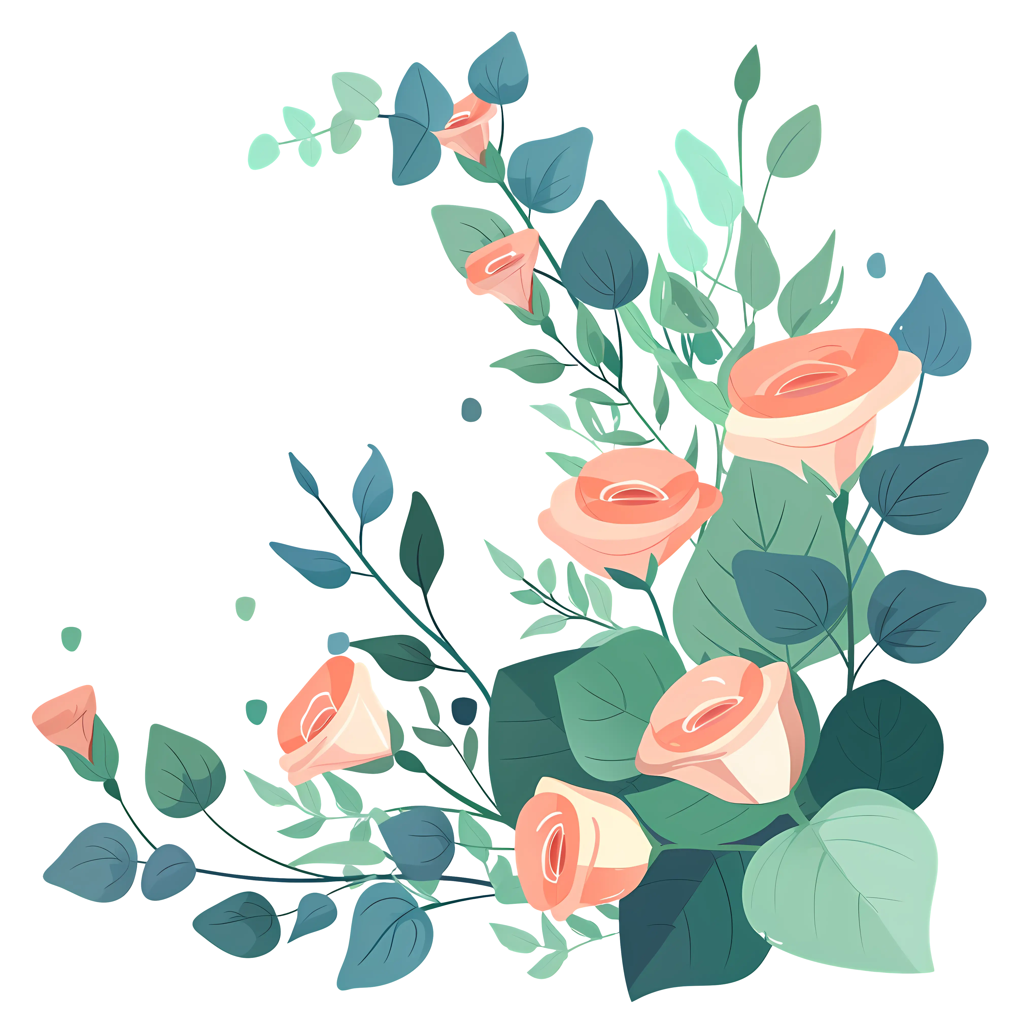 Peach Rose Bouquet Illustration