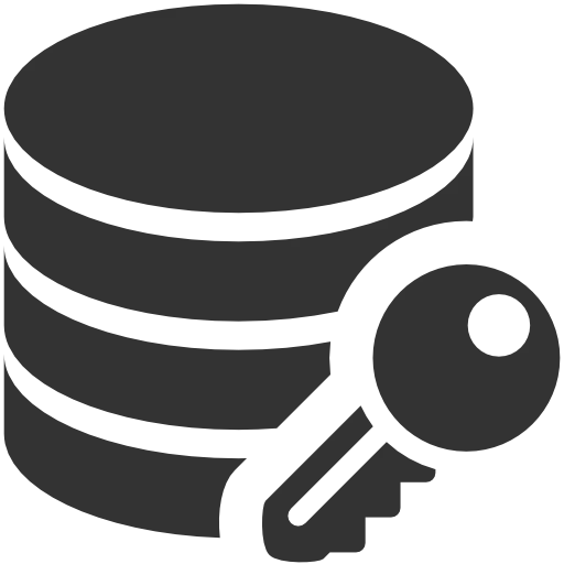 Database and Key Icon Representing Security