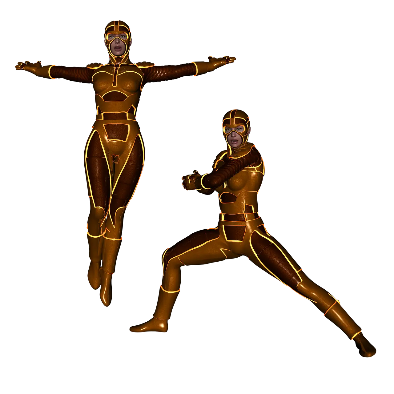 Futuristic Suits in Action Poses