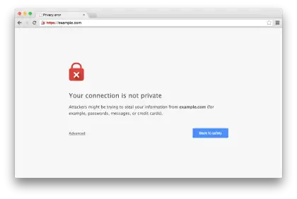 Connection Not Private Error Page