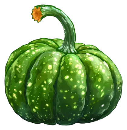 Plump Green Pumpkin Illustration