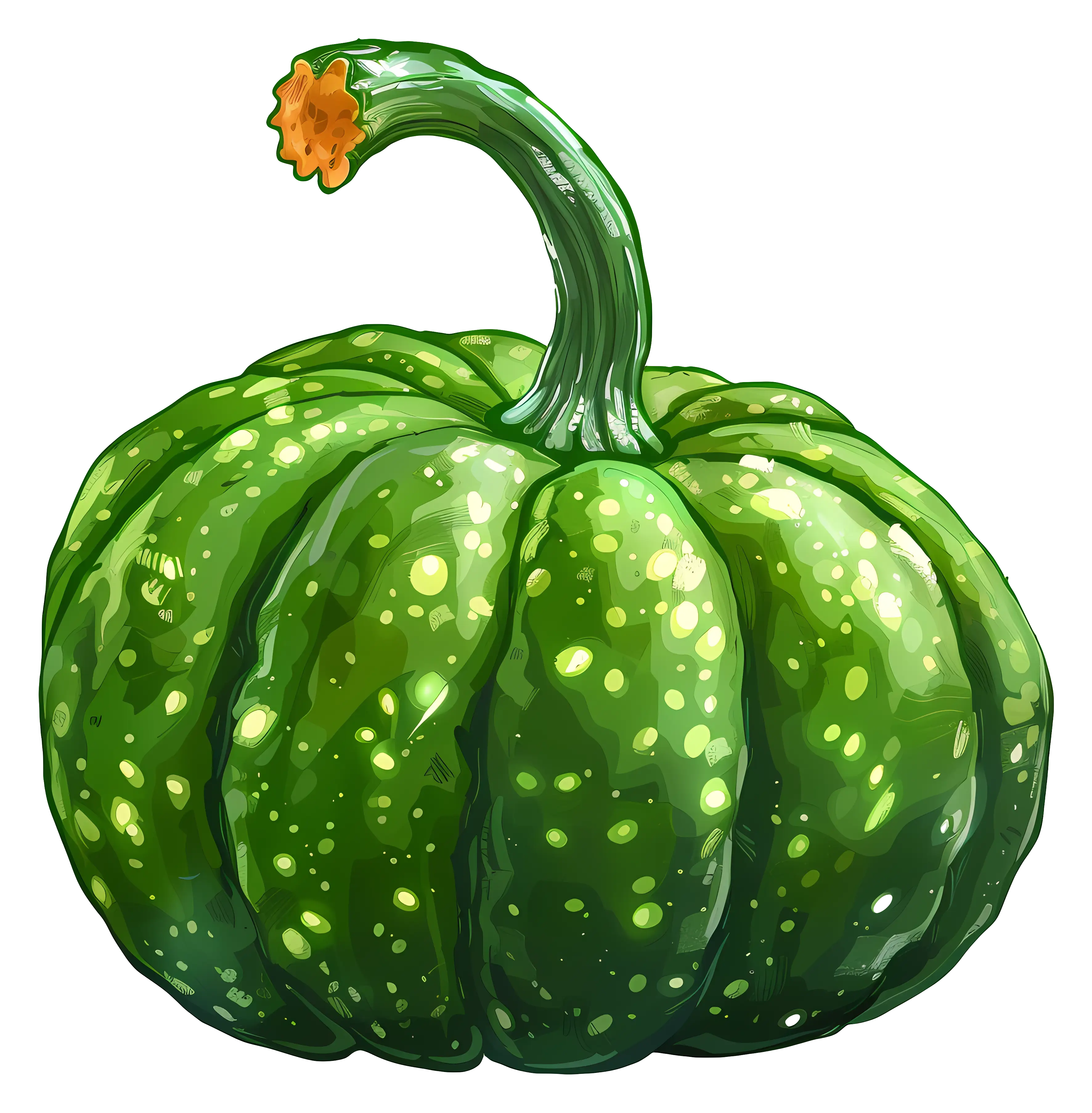 Plump Green Pumpkin Illustration