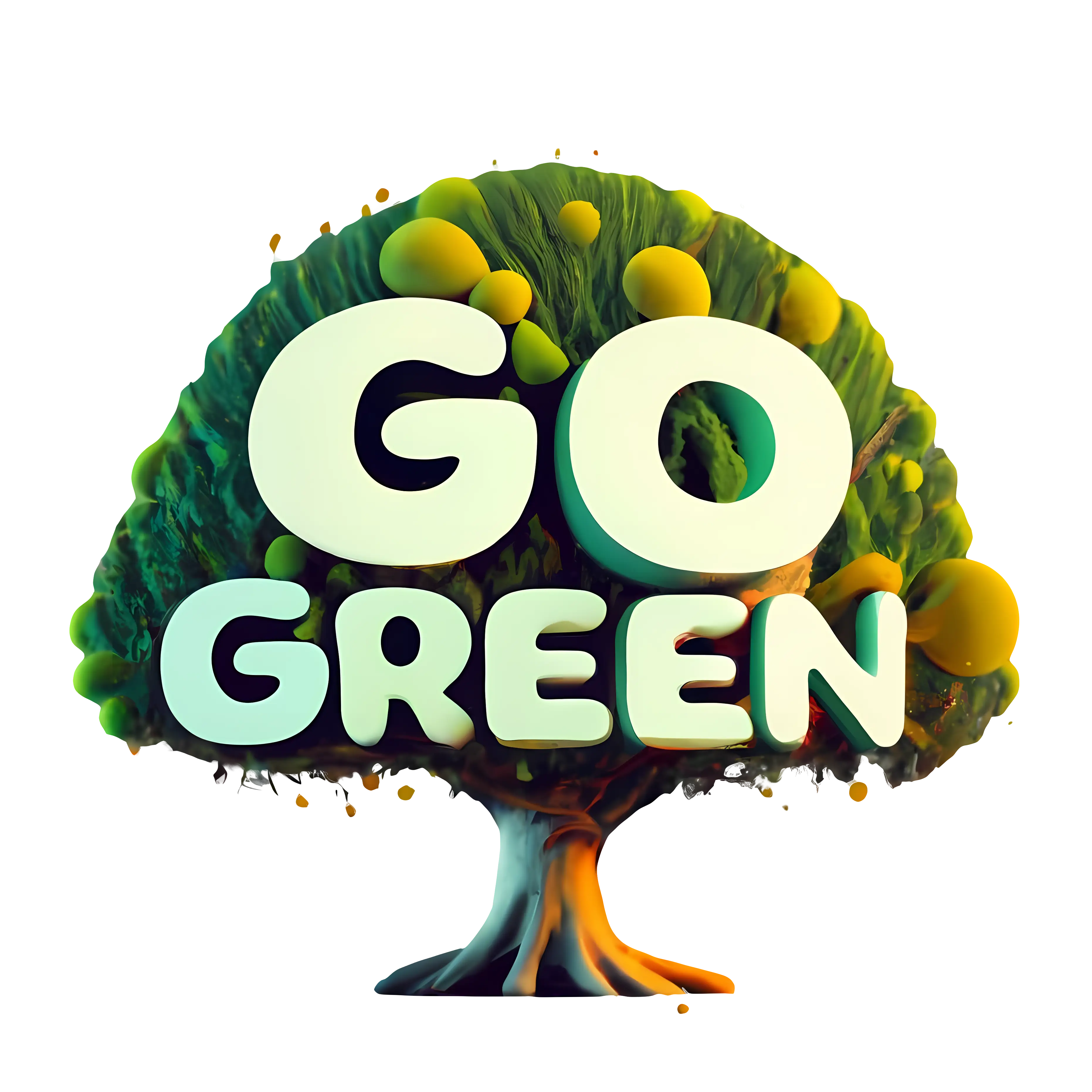 Environmental 'Go Green' Tree Illustration