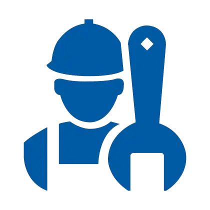 Blue Worker Icon with Wrench