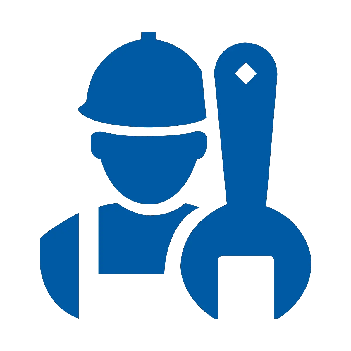 Blue Worker Icon with Wrench