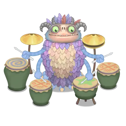 Monster Playing Drums Cartoon