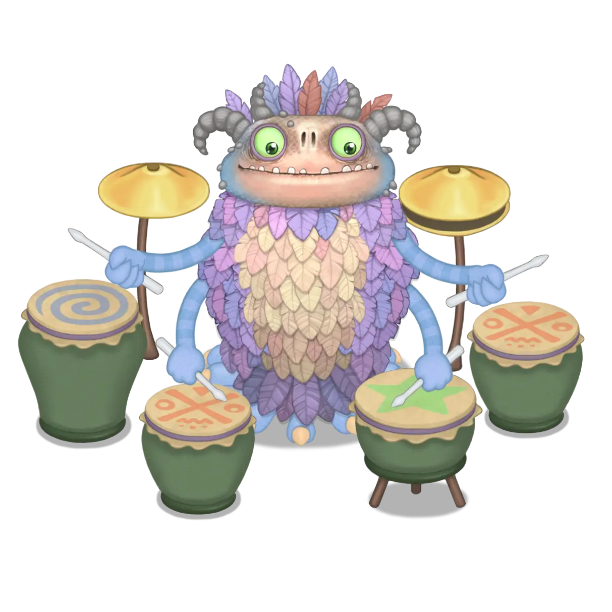 Monster Playing Drums Cartoon
