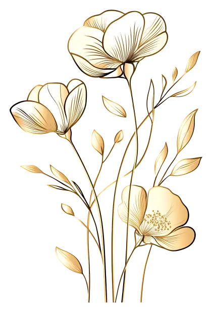 Elegant Golden Floral Illustration with Petals