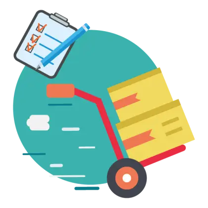 Hand Truck with Boxes and Checklist for Logistics