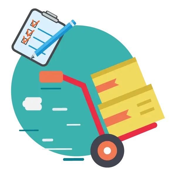 Hand Truck with Boxes and Checklist for Logistics