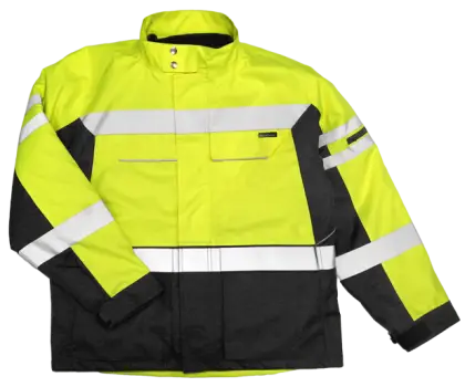 Bright High-Visibility Work Jacket with Reflective Stripes