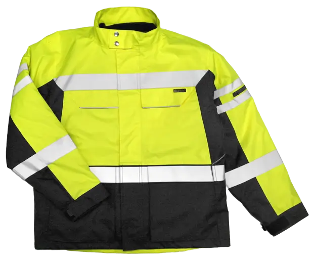 Bright High-Visibility Work Jacket with Reflective Stripes