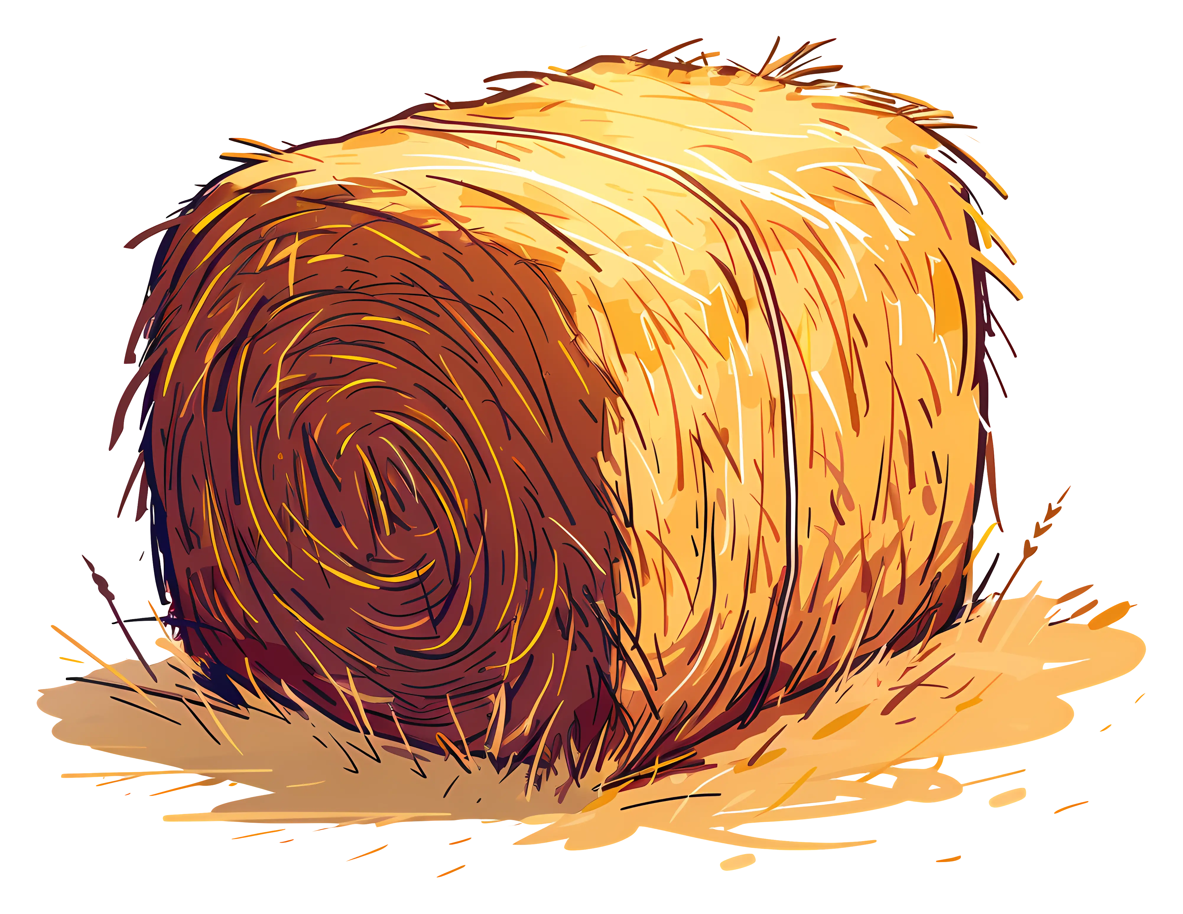 Farm Hay Bale Illustration