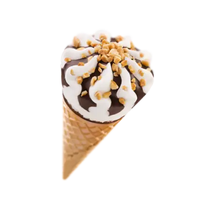 Chocolate-Dipped Ice Cream Cone with Nut Topping