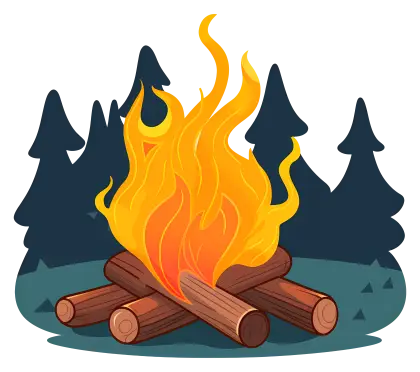 Glowing Campfire in Forest Illustration
