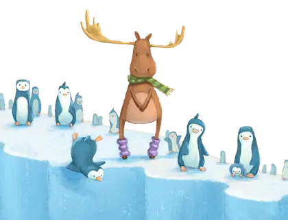 Moose and Penguins on Ice