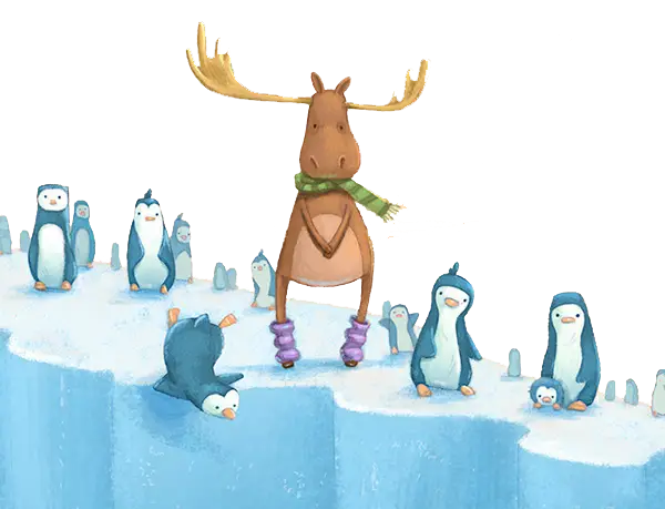 Moose and Penguins on Ice