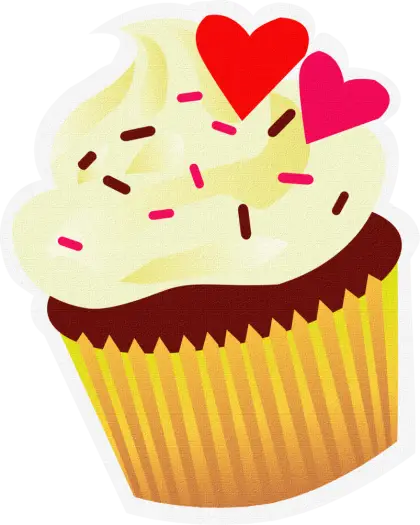 Cupcake with Hearts and Sprinkles Decoration