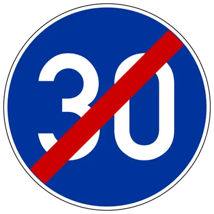 End of Speed Limit 30 Traffic Sign