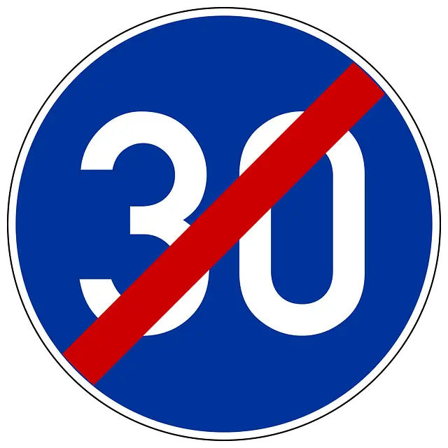 End of Speed Limit 30 Traffic Sign