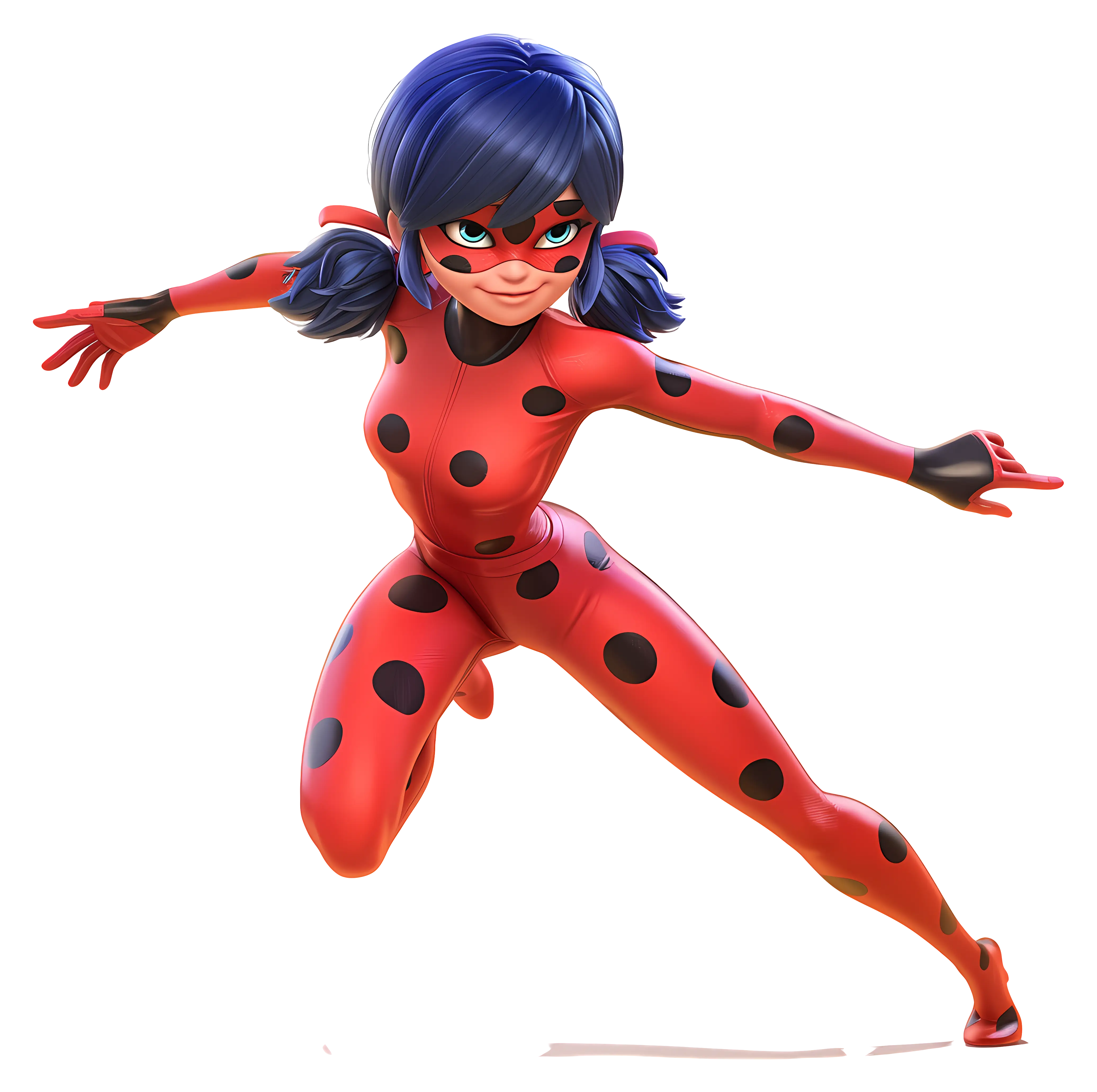 Superhero Girl in Dynamic Pose with Red Suit
