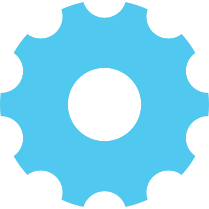 Blue Gear Icon in a Minimalist Style