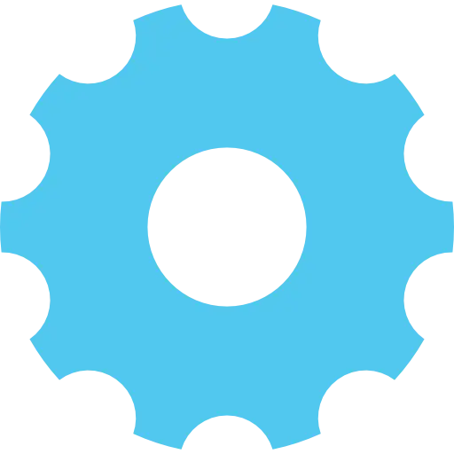 Blue Gear Icon in a Minimalist Style