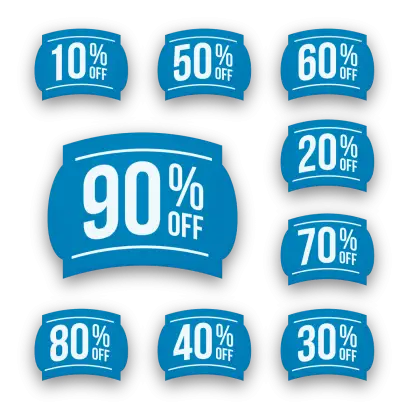 Blue Sale Tags Displaying Discounts