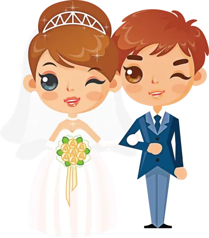 Cartoon Wedding Couple Illustration
