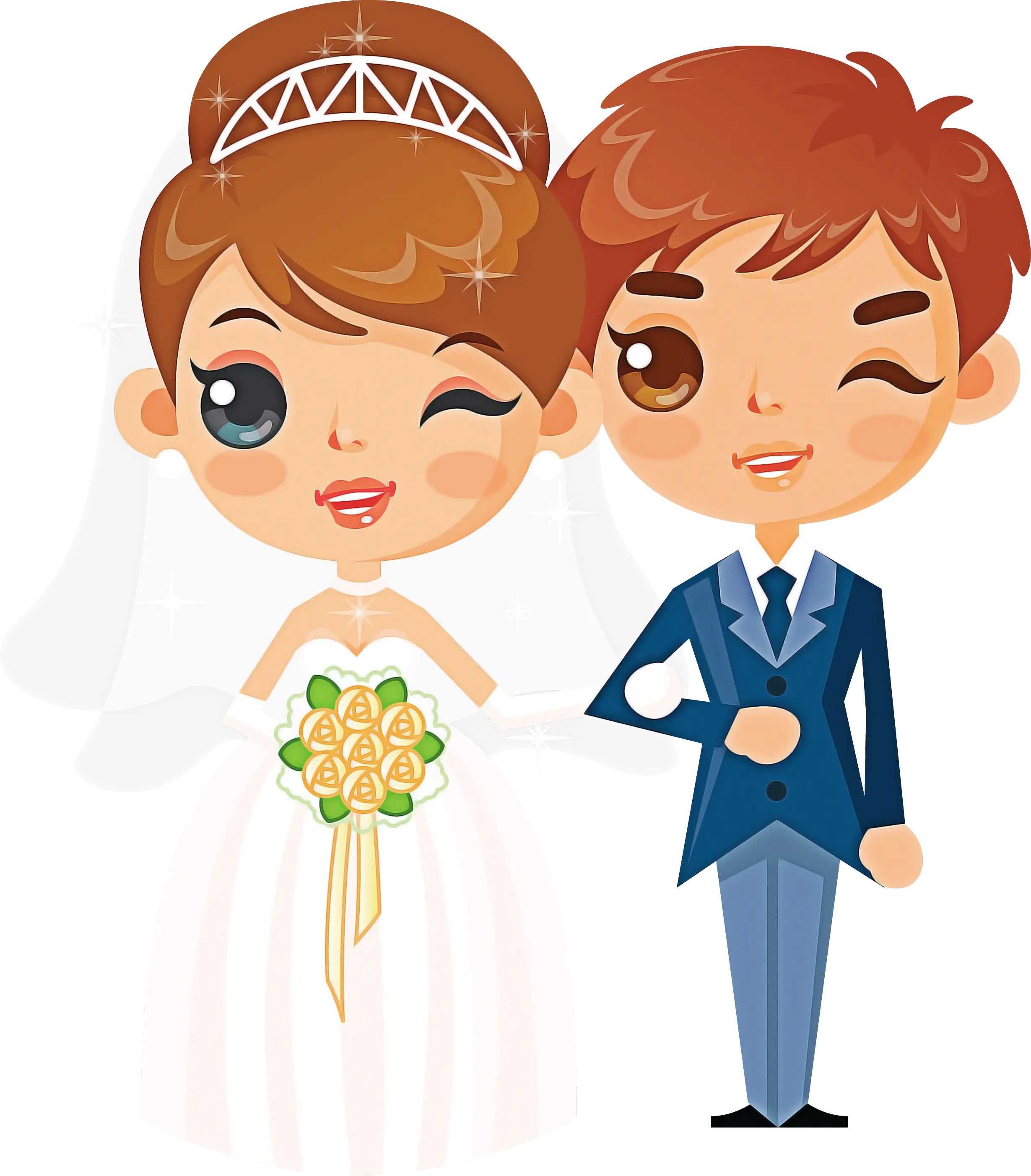 Cartoon Wedding Couple Illustration
