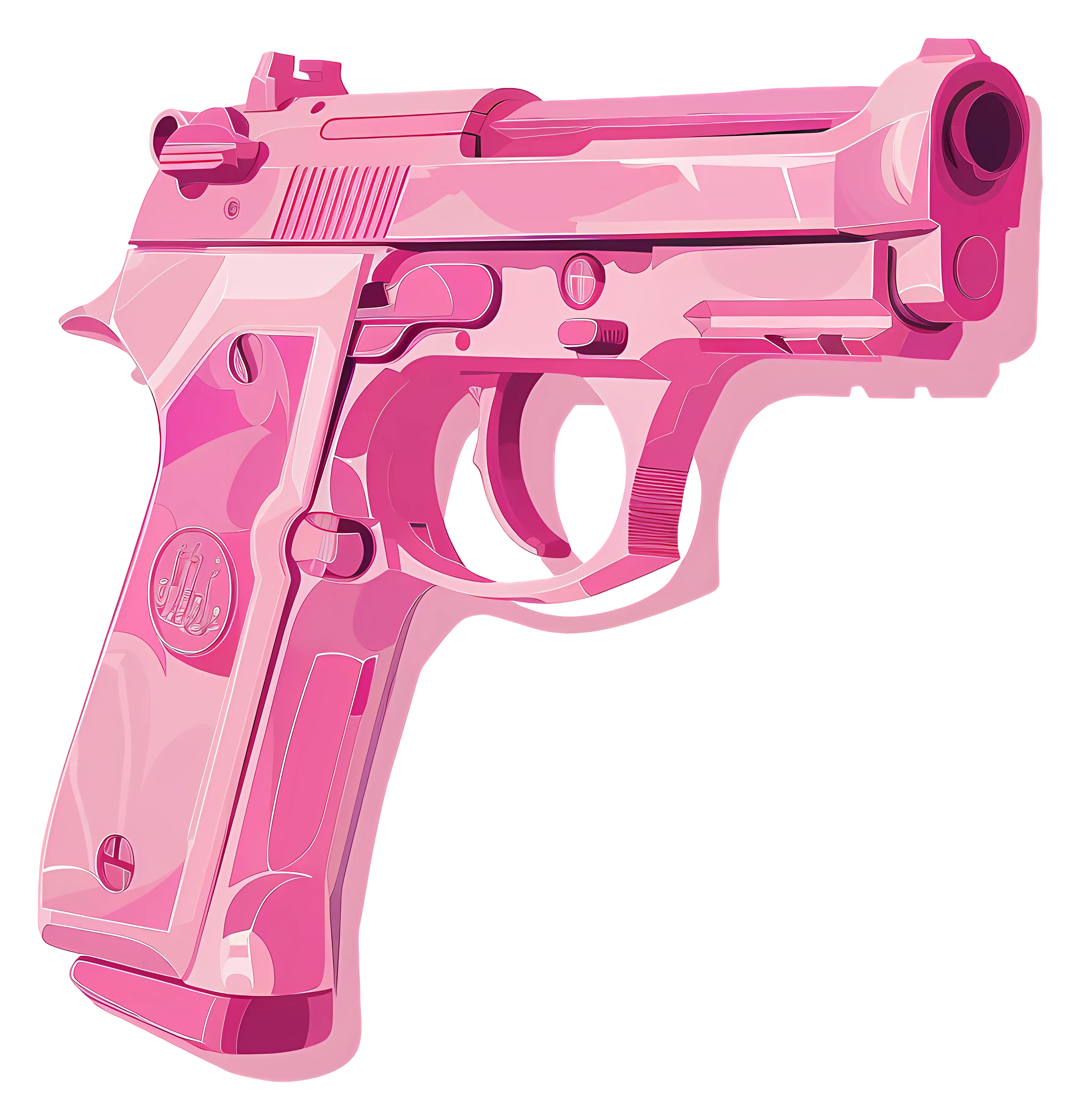 Stylized Pink Handgun Illustration