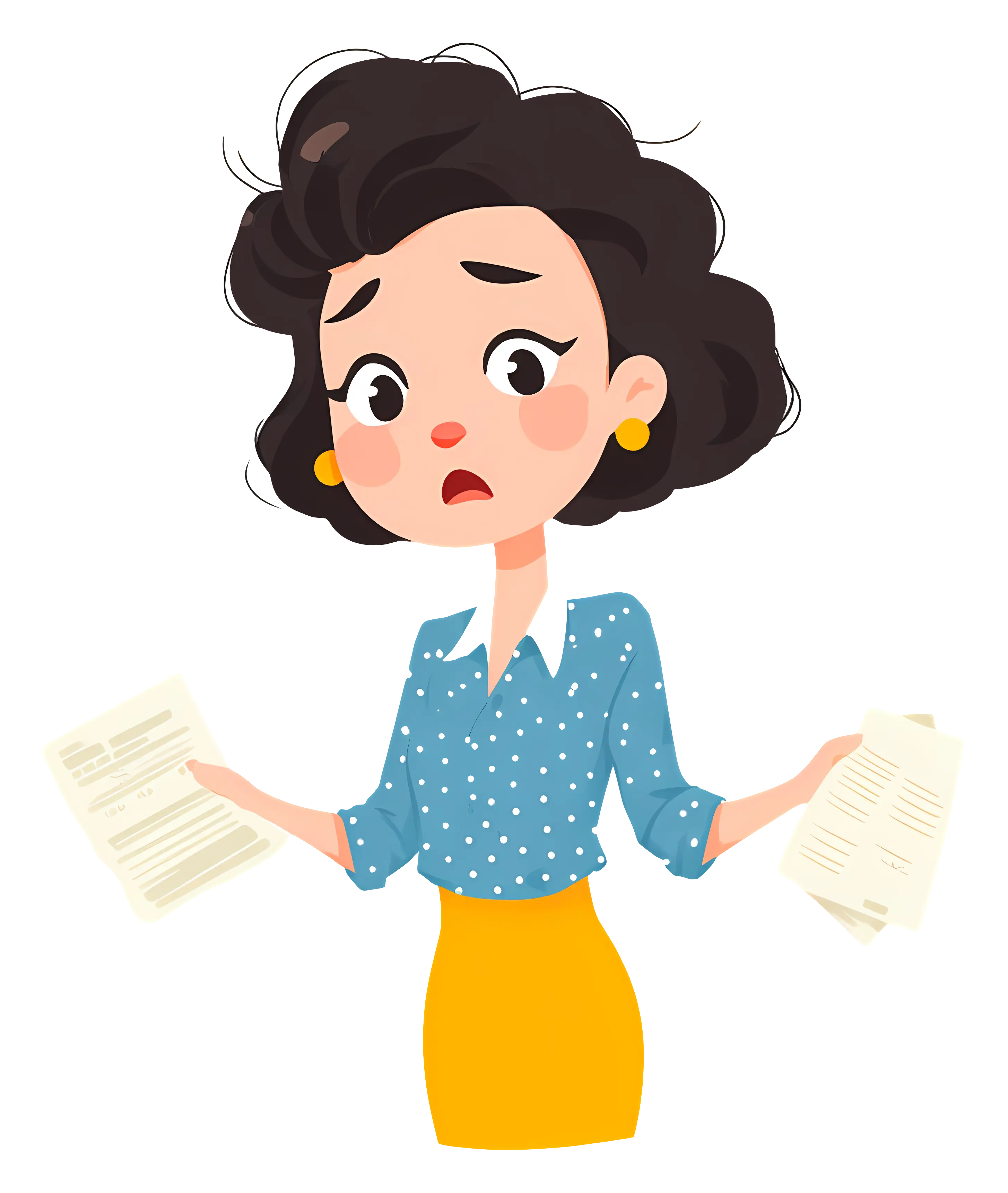 Worried Woman Holding Papers